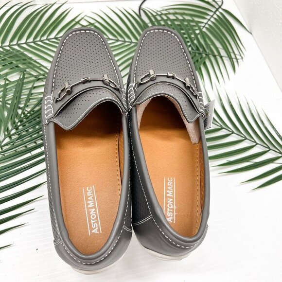 Aston Marc Men's Grey Perforated Moccasin Toe Driving Loafers Size 11 NWB - Picture 7 of 12